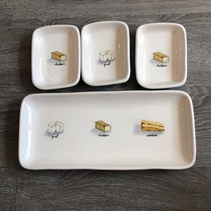 NWT Rae Dunn cheese platter and serving dishes